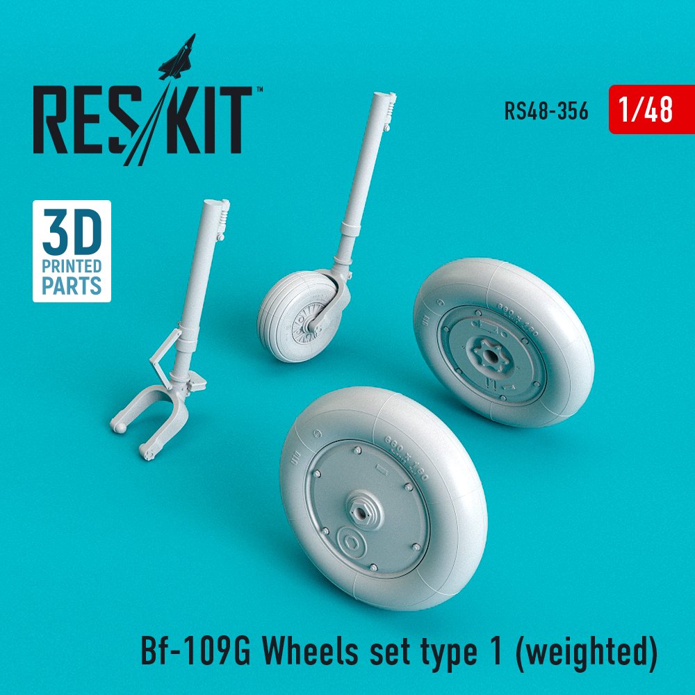 1/48 Bf-109G Wheels set type 1 (weighted)