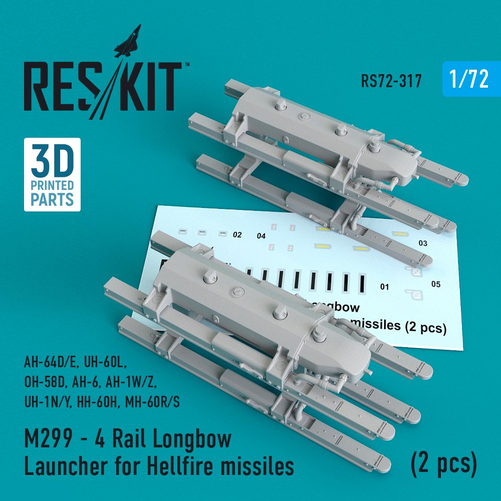 1/72 M299 - 4 Rail Longbow Launcher for Hellfire
