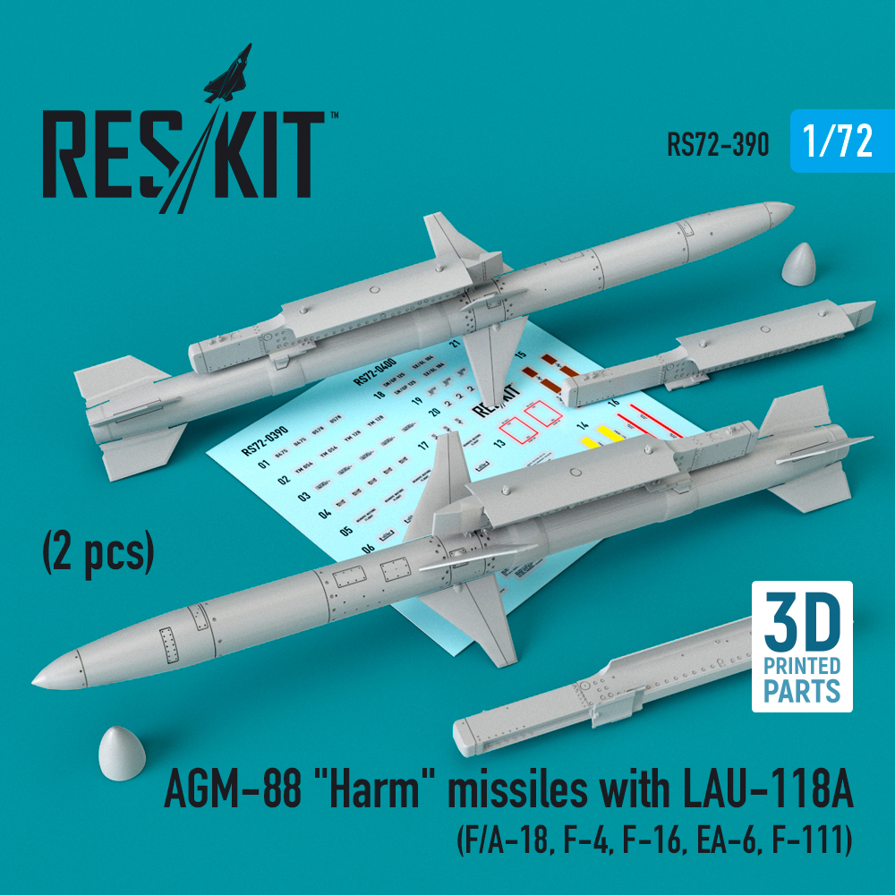 1/72 AGM-88 'Harm' missiles w/ LAU-118A (2 pcs.)
