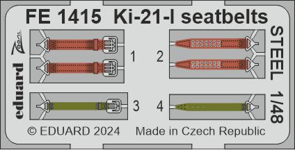 1/48 Ki-21-I seatbelts STEEL (ICM)