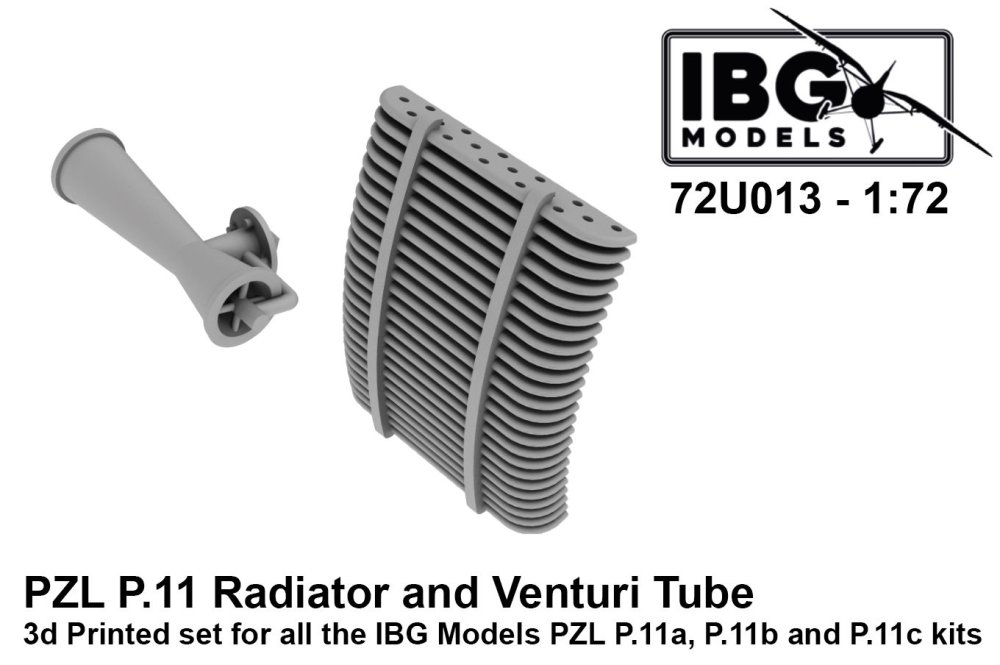 1/72 PZL P.11c Radiator&Venturi Tube (3D-Printed)