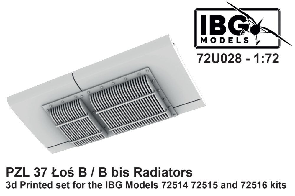 1/72 Radiators for PZL 37 Los B/B bis (3D-Printed)