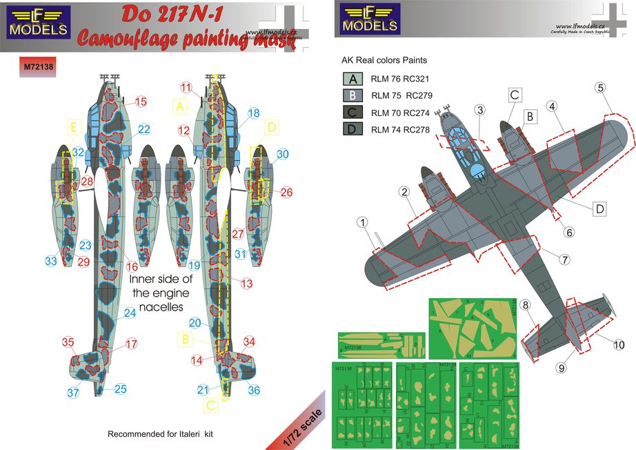 1/72 Mask Do 217 N-1 Camouflage painting (ITAL)