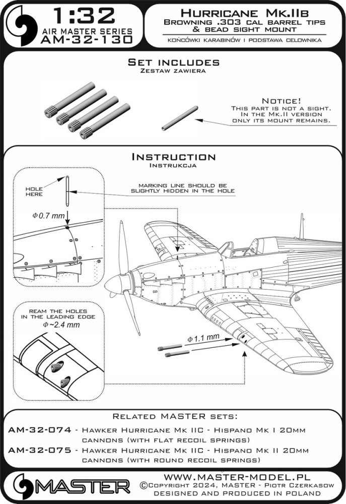 1/32 H.Hurricane Mk.IIb Browning .303 cal bar.tips