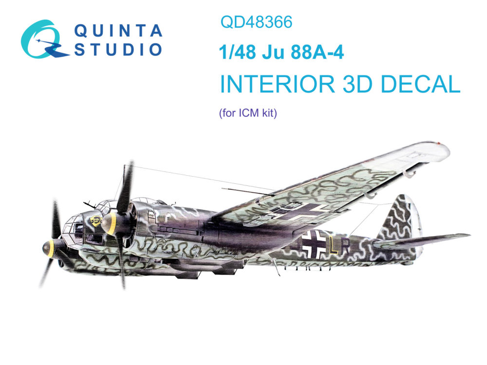 1/48 Ju 88A-4 3D-Print.&col.Interior (ICM)
