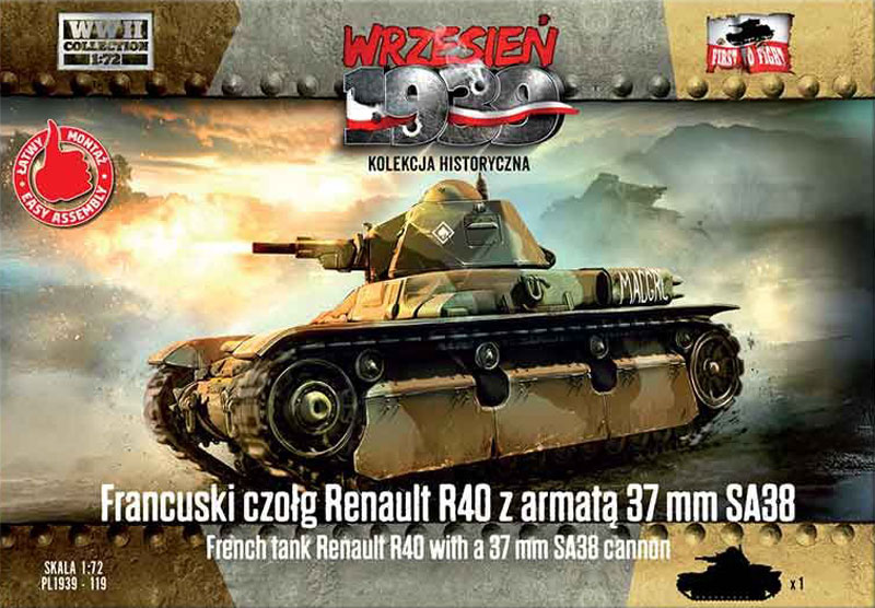 1/72 French Renault R40 tank with SA38 gun