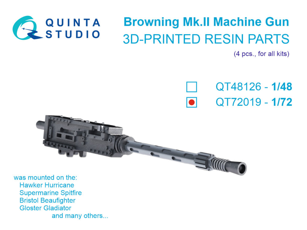 1/72 Browning Mk.II Machine gun, 4 pcs.