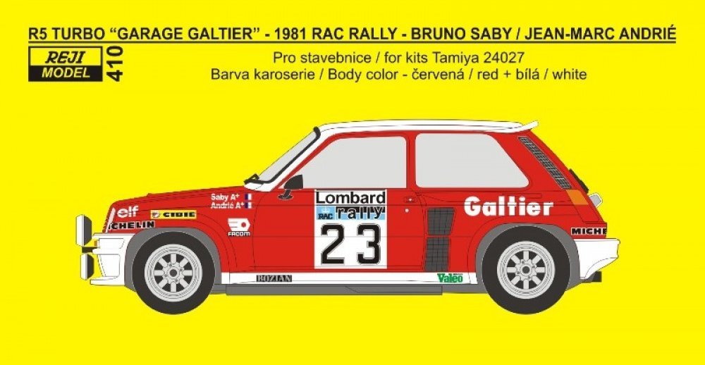 1/24 Renault 5 Turbo 1981 RAC Rallye B.Saby