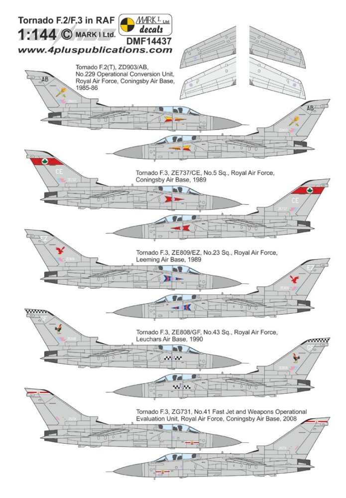 1/144 Decals Tornado F.2/F.3 RAF (REV/DRAG)