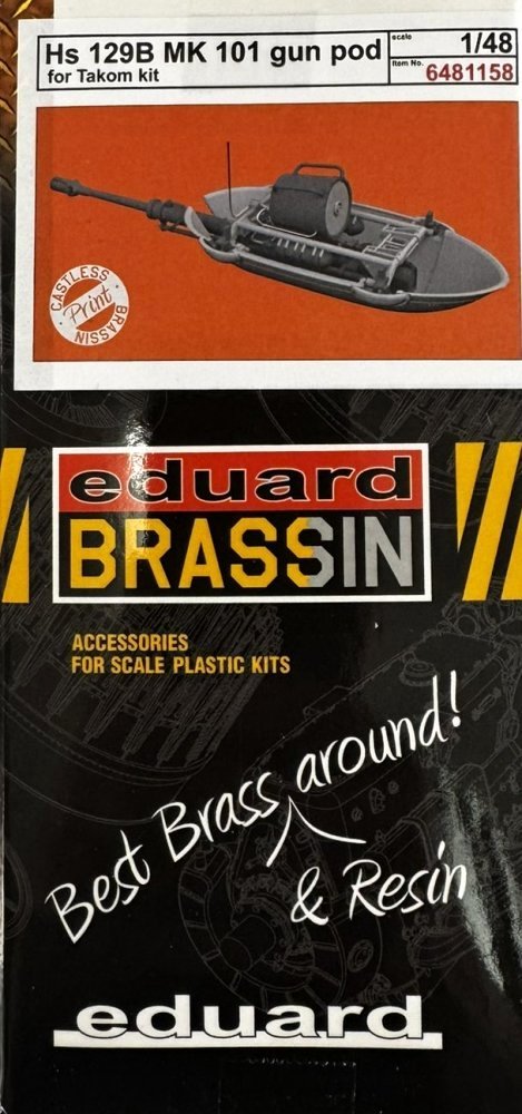 BRASSIN 1/48 Hs 129B MK 101 gun pod PRINT (TAKOM)