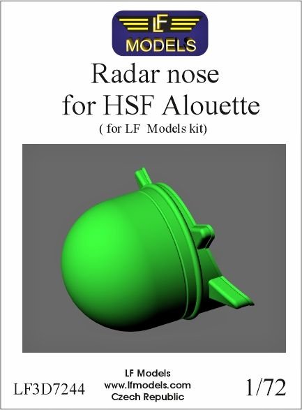1/72 Radar nose for HSF Alouette, 3D-Print (LF)