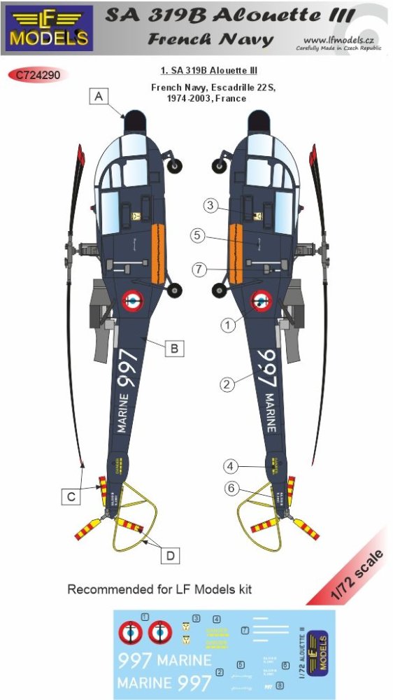 1/72 Decals SA 319B Alouette III French Navy