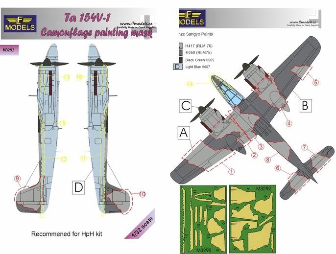 1/32 Mask Ta 154V-1 camouflage painting