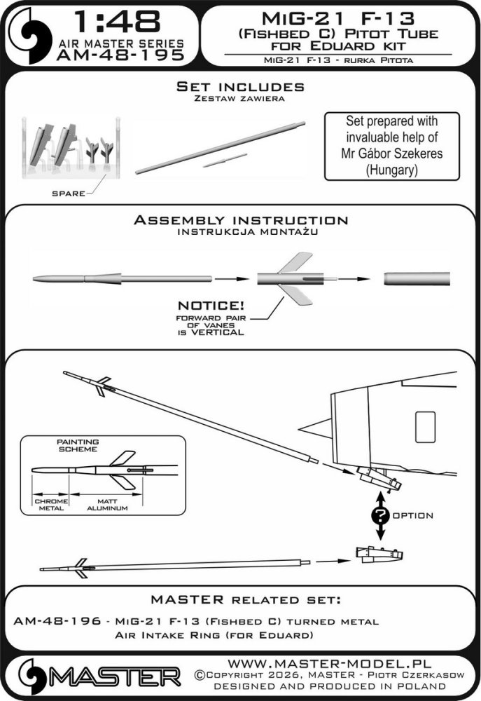 1/48 MiG-21 F-13 (Fishbed C) Pitot Tube w/ adaptor