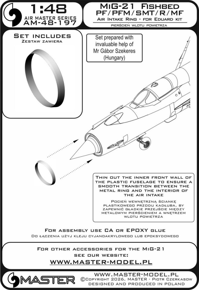 1/48 MiG-21 PF/PFM/SMT/R/MF metal air intake ring