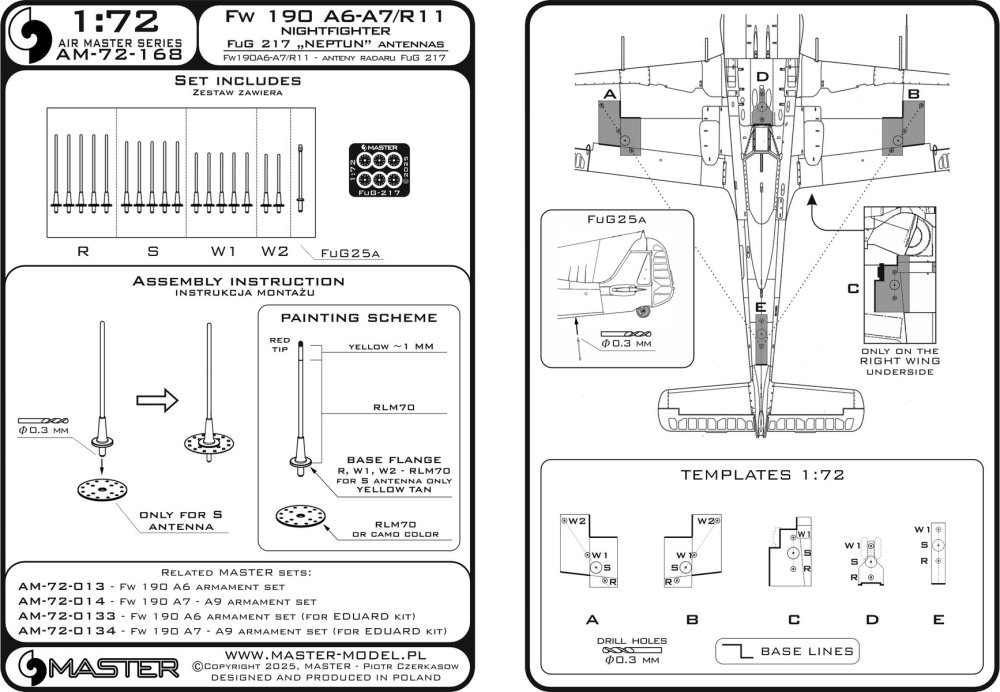 1/72 Fw190 A6-A7/R11 Nightfighter FuG217 antennas