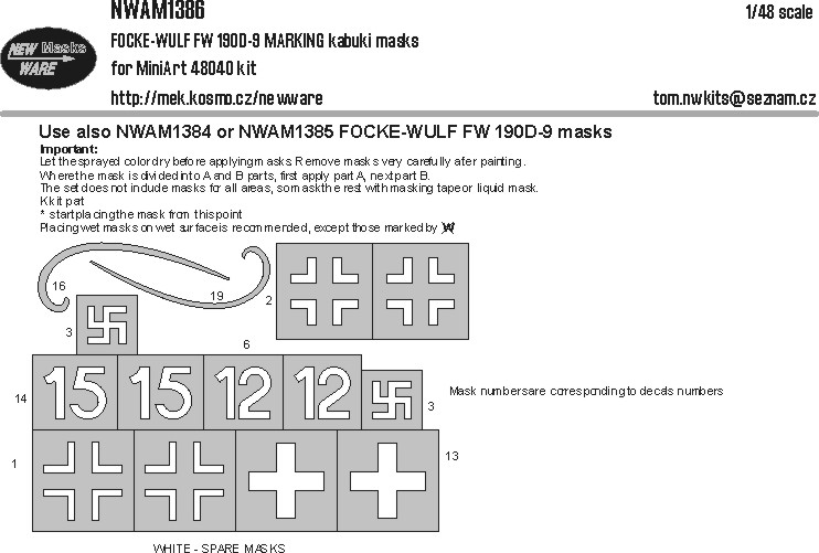 1/48 Mask Focke-Wulf FW 190D-9 MARKING (MINA)