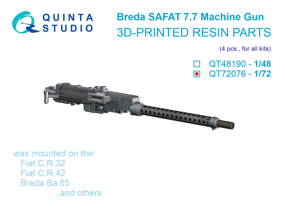 1/72 Breda SAFAT 7.7, WWII Italian MG (4 pcs.)