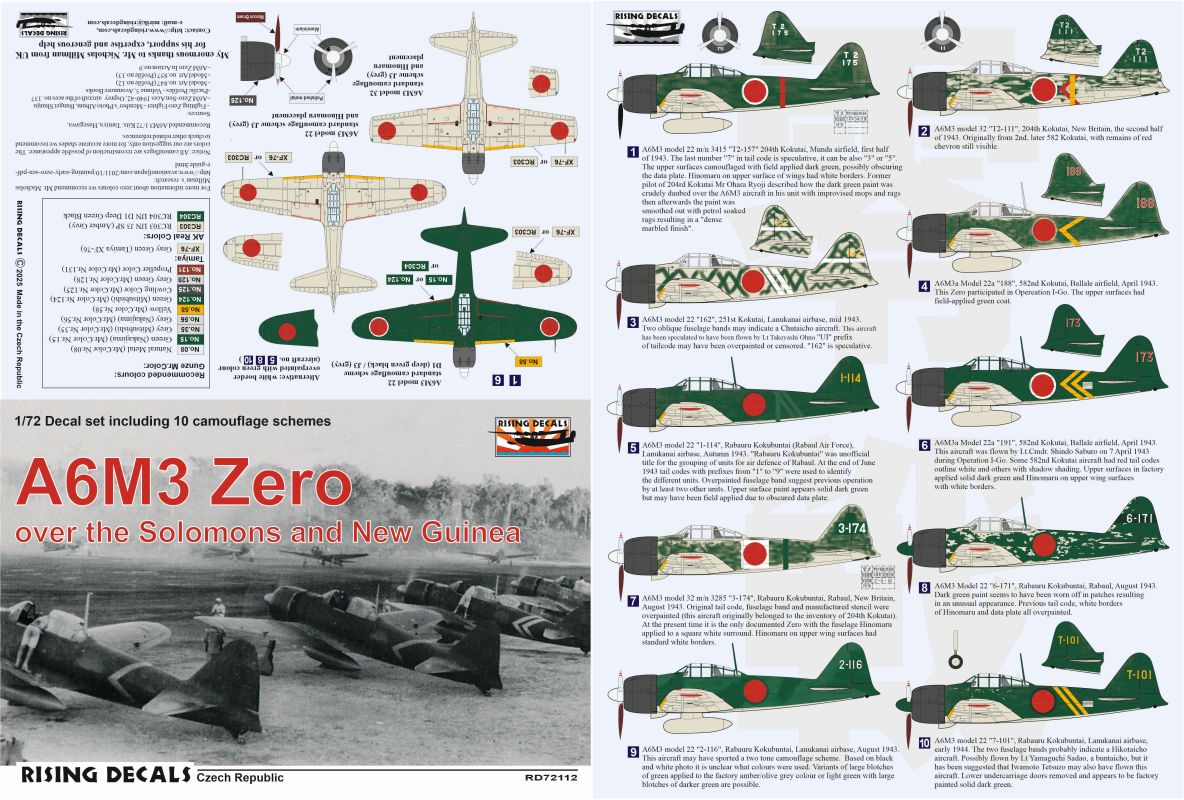 1/72 Decal A6M3 Zero over Solomons and New Guinea