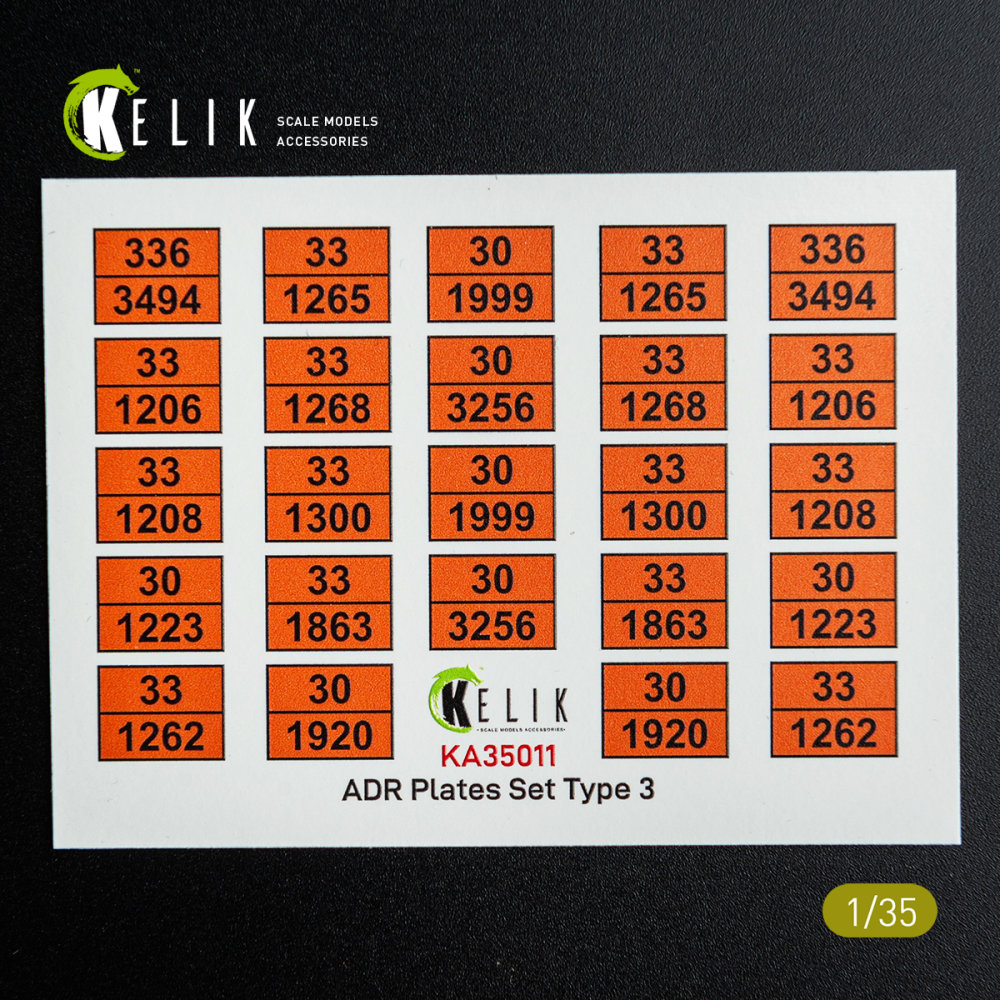 1/35 Decal ADR Plates Set Type 3
