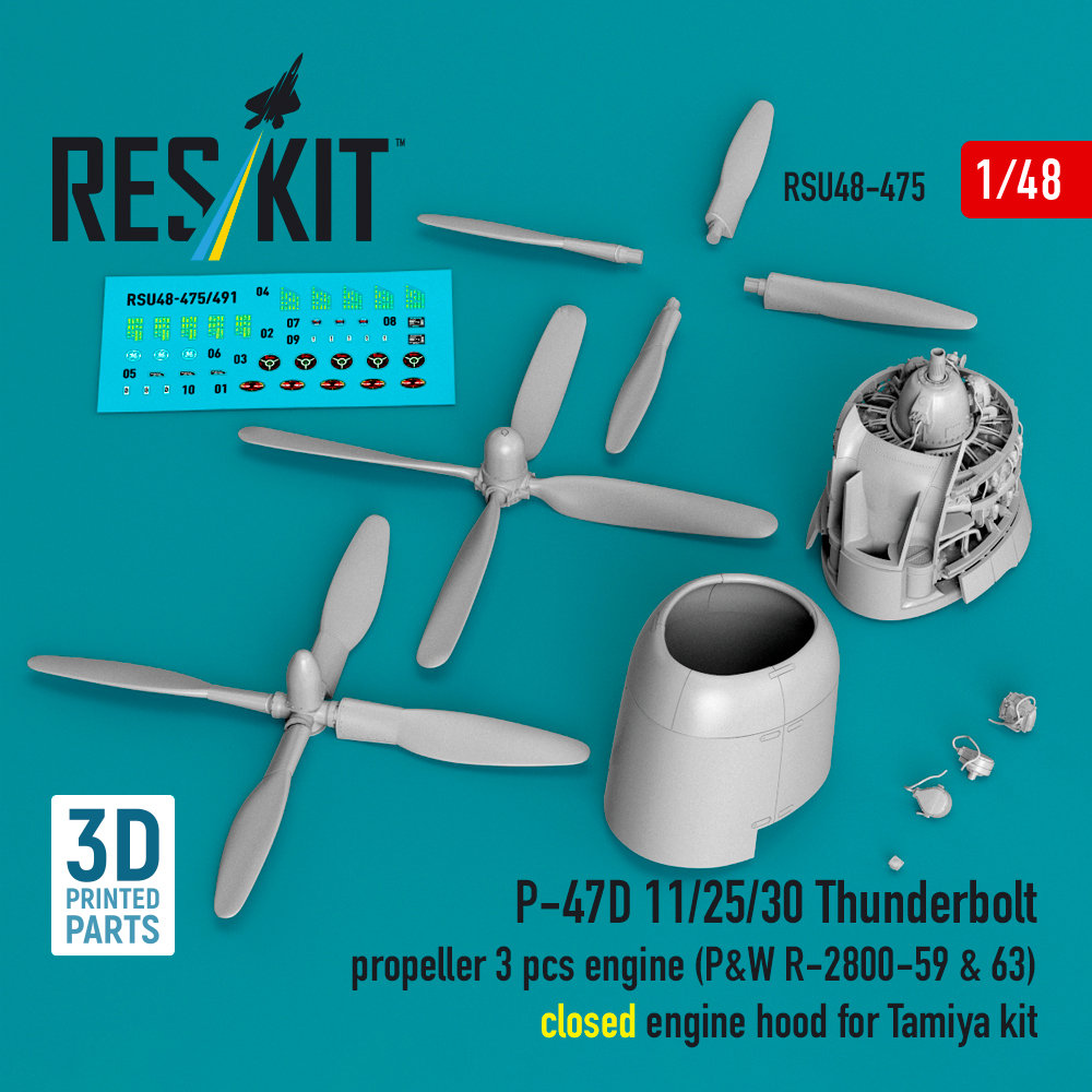 1/48 P-47D 11/25/30 Thunderbolt propel.&eng. (TAM)