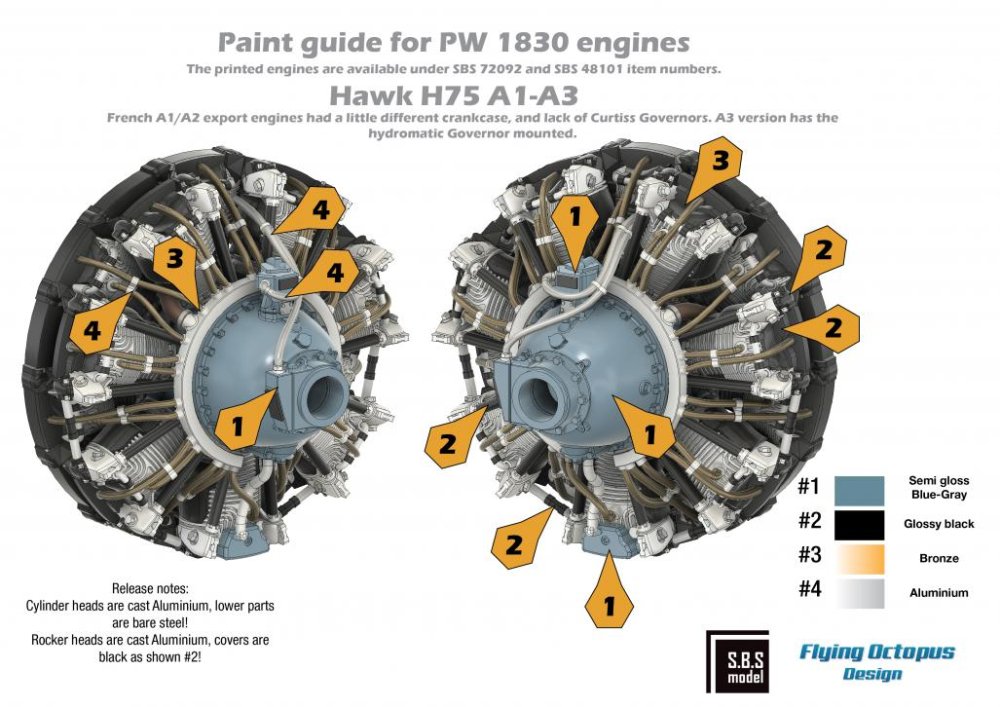 1/48 Hawk 75A-3 French AF Engine Set (HOBBYCR.)