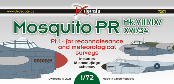 1/72 Mosquito PR Mk.VIII/IX/XVI/34 (18x camo)