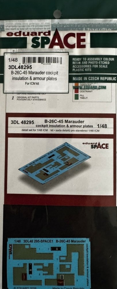 1/48 B-26C-45 Marauder cockpit insul. & arm.plates
